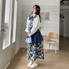 26春新款-新中式风晕染飘带半身裙两件套2616-P195K318，女装套装/套裙，2B190