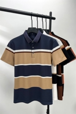 夏季新款Polo衫2024时尚休闲半袖翻领男士短袖T恤条纹宽松夏装，男装Polo衫，电商B212（原钱塘6029）