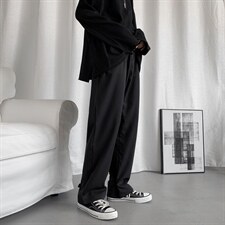 港风宽松直筒西装裤坠感休闲拖地裤制服百搭阔腿九分裤K1316-P33，男装休闲裤，星座512-4