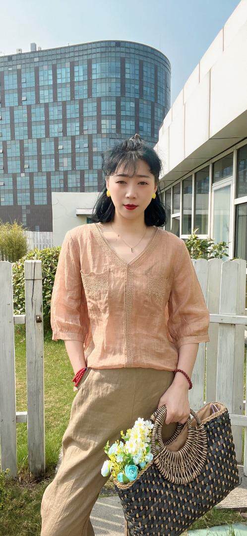 纯苎连衣裙小衫裤子裙子衬衣 时尚风 风淑女风休闲风，女装连衣裙，川哲