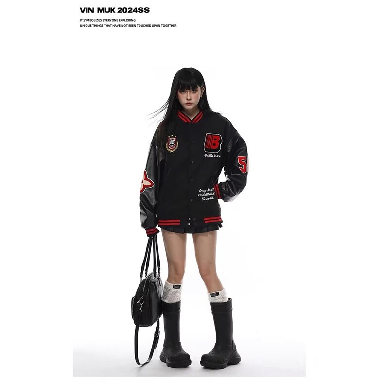 流行徽章毛巾绣棒球服ins日系新款潮流气质原宿百搭文艺时尚简约,女装职业装,星座218-8