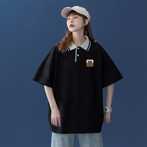 2026夏季新款中性宽松个性polo拼色翻领短袖T恤女PL6101P35控48，男装T恤，电商A268