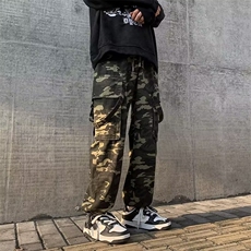 迷彩工装裤男女hiphop大口袋直筒拖地休闲裤oversize潮A7073-p49，男装工装外套，星座1008-2