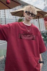 已注册/夏季外景纯棉港风休闲短袖T恤男宽松圆领半袖衫DT9733/P25，男装T恤，电商B316