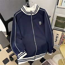 【有货】WJK12ZZ-特48美式复古重磅条纹卫衣棒球服刺绣学院风外套，男装卫衣，星座1007（原301D）