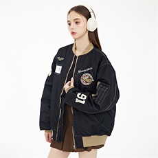 现货欧美街头刺绣飞行员外套秋冬季潮牌机车夹克棉衣棒球服，男装夹克，电商A105