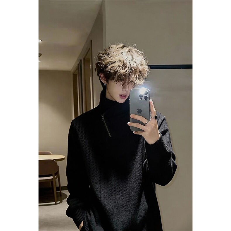 鱼骨纹斜领拉链卫衣男加绒打底衫XZ514-2-HWY69-常规P23加绒P28，男装T恤，星座514-2(原B239)