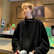 港风德绒打底衫半高领加厚内搭绣花情侣卫衣男女H906特批P25，男装卫衣，电商A341