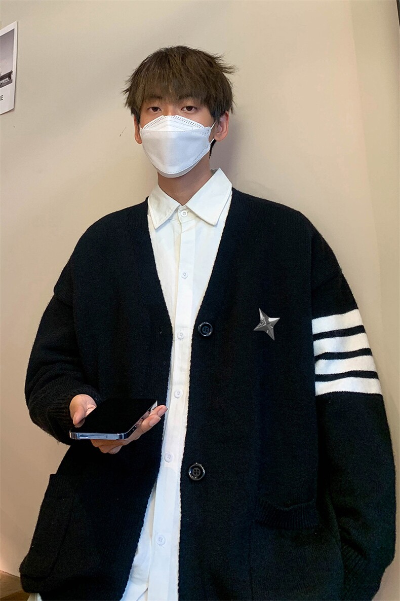 港风名宿秋款四条杠开衫V领毛衣M353P65控88,男装针织衫/毛衣,电商A247