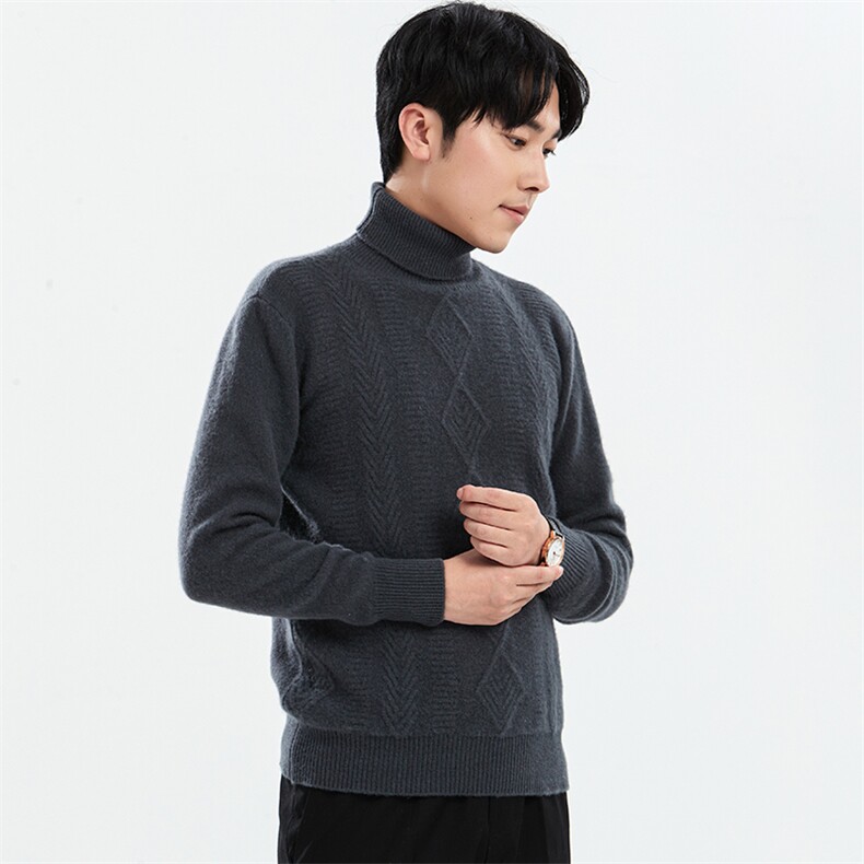 男士高翻领羊毛衫羊毛秋冬保暖简约男装，男装羊毛衫，牧绒家园