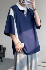 8XL-M拼接撞色短袖t恤男款夏季新款半袖POLO衫加肥加大码DT004P38，男装T恤，电商B312