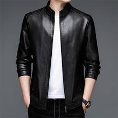 秋冬男士加厚保暖皮衣中年商务休闲立领男装NX2102-P120加绒P130，男装皮衣，星座1105-3