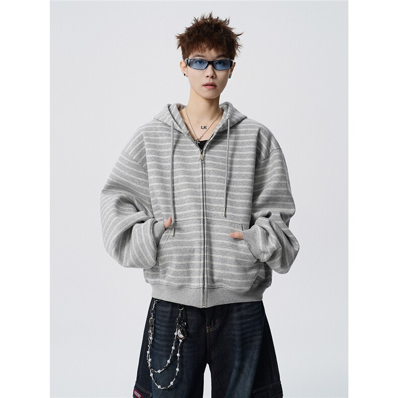可二开条纹M-5XL大码34%棉66%涤纶连帽开衫卫衣男WY78194P88控138,男装卫衣,星座227-7