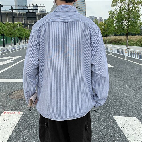 长袖工装衬衫男港风日系外套C007P36图片