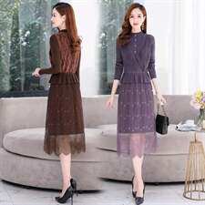 2021年秋季新款气质有女人味的貂绒两件套毛衣连衣裙，女装连衣裙，金典明美