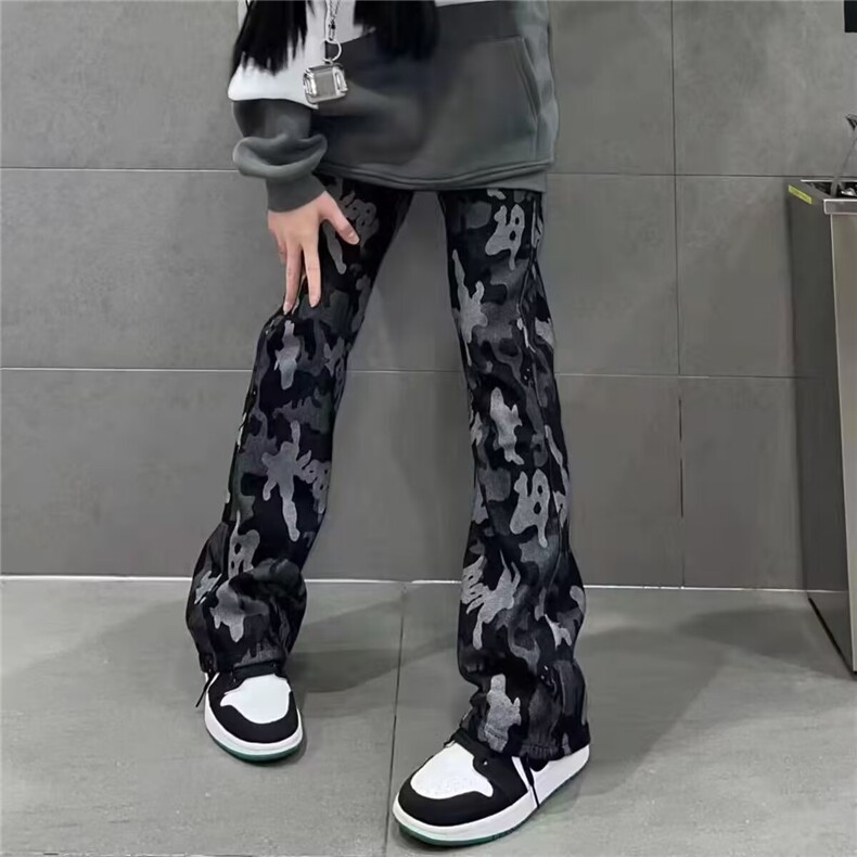 1506A/GB560/P30复古迷彩大口袋拖地裤男女百搭休闲长裤图片