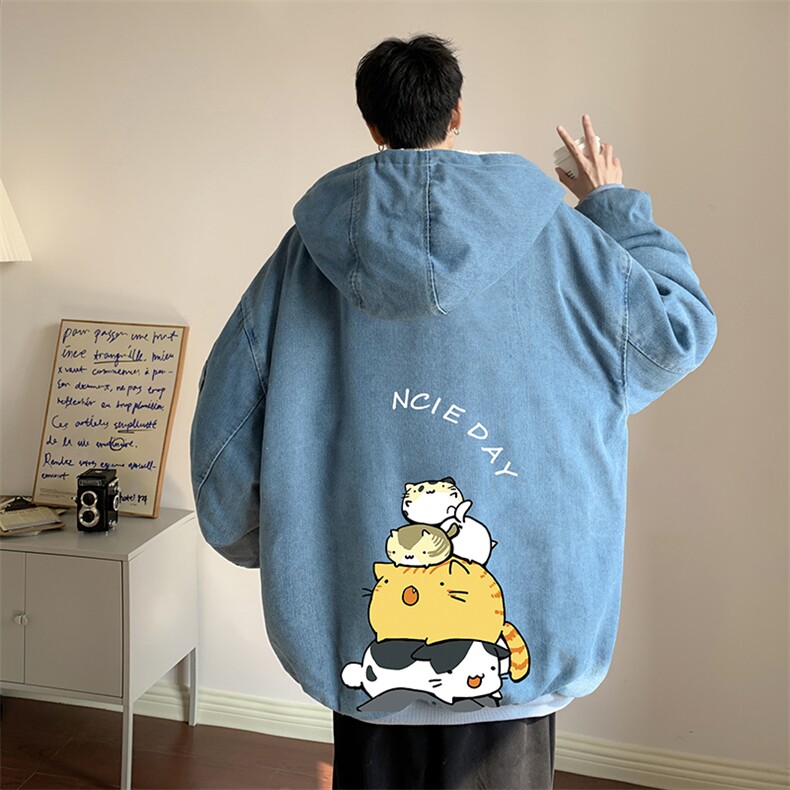 控价158牛仔外套男大码加厚加绒棉衣男羊羔毛棉服男 NM53090-P140图片