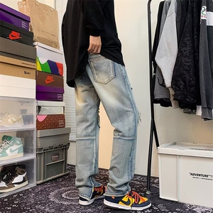 牛仔裤男秋季潮大码休闲裤子高街NK525P40图片