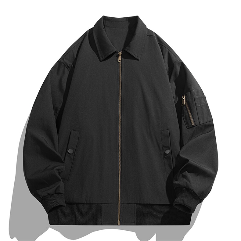新款春秋美式宽松痞帅翻领飞行夹克复古百搭工装外套男士6185-P50图片