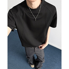 2026夏季新款270g华棉正肩螺纹拼接短袖DT60011特P15建议零售价38，男装T恤，电商A001-1