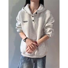 白花灰美式短宽连帽卫衣男款秋冬潮牌boxy重磅cleanfit亨利领外套，女装短外套，星座506A
