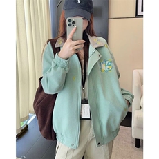 wx101-P70美式复古勋章刺绣拼色棒球服外套男女情侣中性学院风，女装短外套，电商B323A
