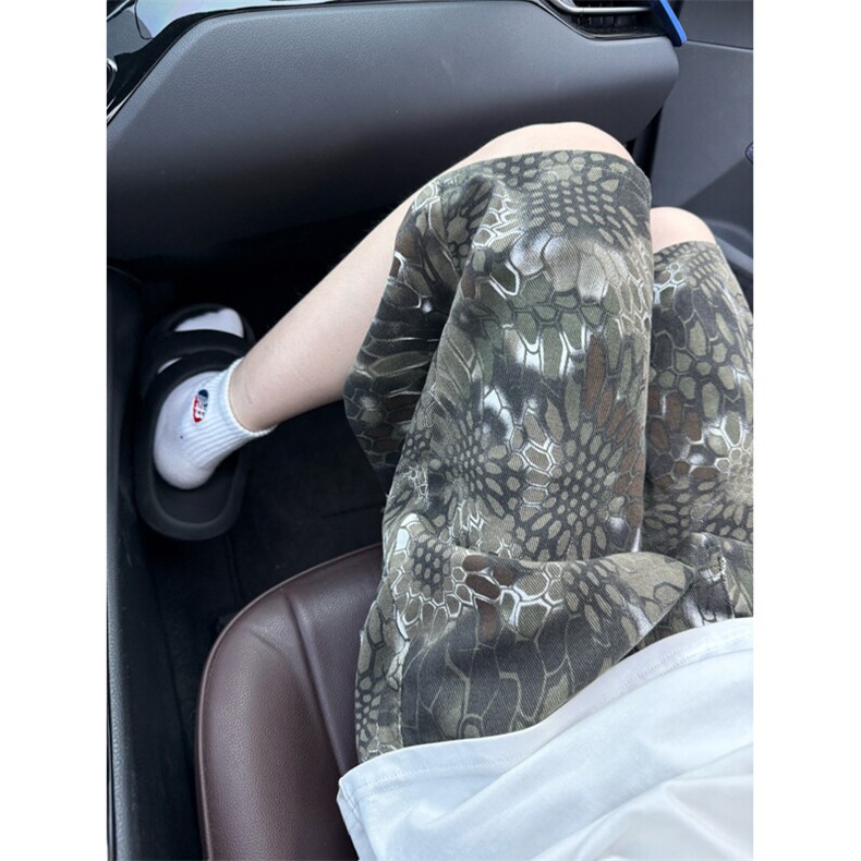 现货夏季复古蛇纹迷彩五分工装牛仔短裤男女K5918-特P35控59,男装牛仔裤,星座205