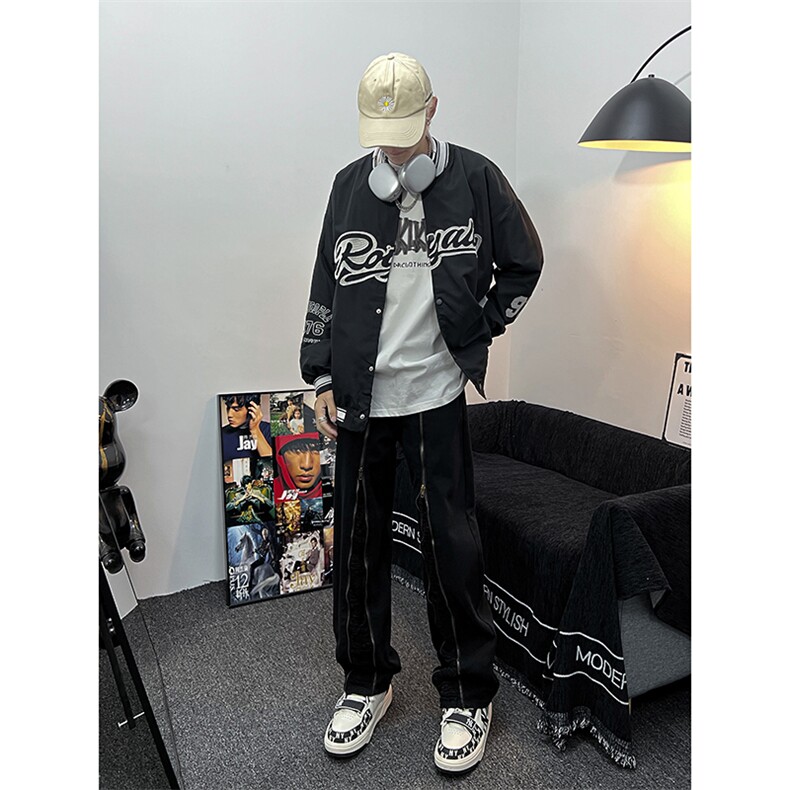 美式ins高街hiphop毛须小众拉链休闲牛仔长裤货号K2309P65控88,男装牛仔裤,电商A063