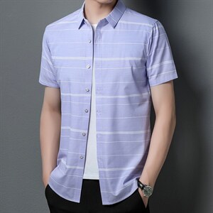 Z1741夏季青年2022男式薄款短袖衬衣修身休闲免烫透气衬衫P50图片