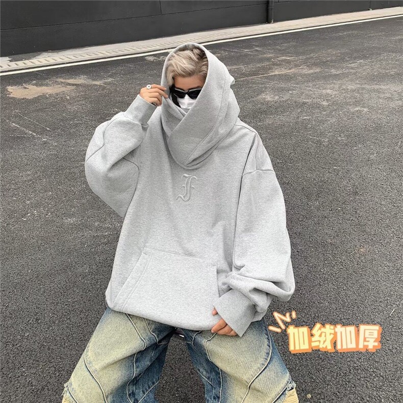 DY7607-P48；加绒美式潮牌连帽卫衣宽松情侣休闲上衣社恐卫衣潮,男装卫衣,星座603-2