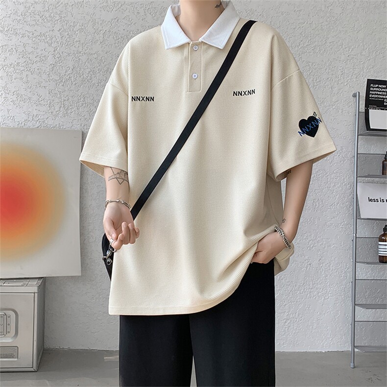 2023拼接短袖POLO衫男夏新款潮胖子宽松衬衣加肥加大码PL02，男装T恤，星座417-3