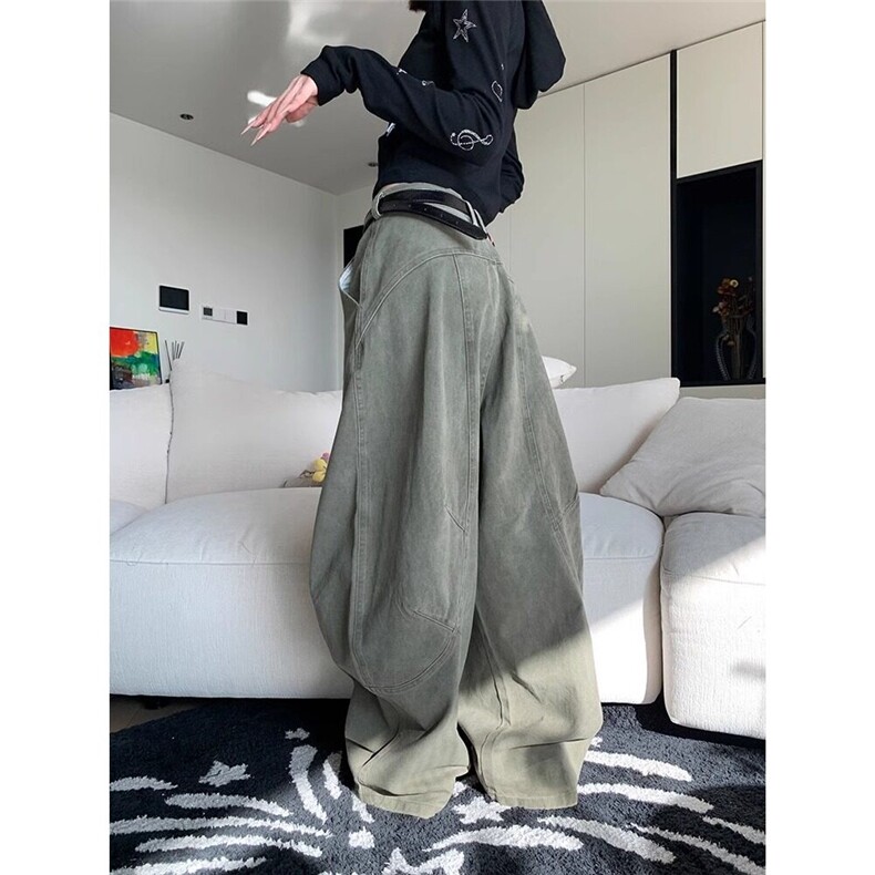 美式复古廓形拖地弯刀裤男女宽松休闲阔腿牛仔工装裤LN12044-p57,男装牛仔裤,星座1008