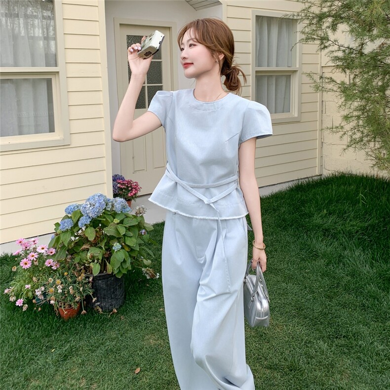 现货209-3258-P165-K228牛仔无袖上衣+阔腿裤两件套2025年夏季,女装套装/套裙,浙宝210（原浙宝191）