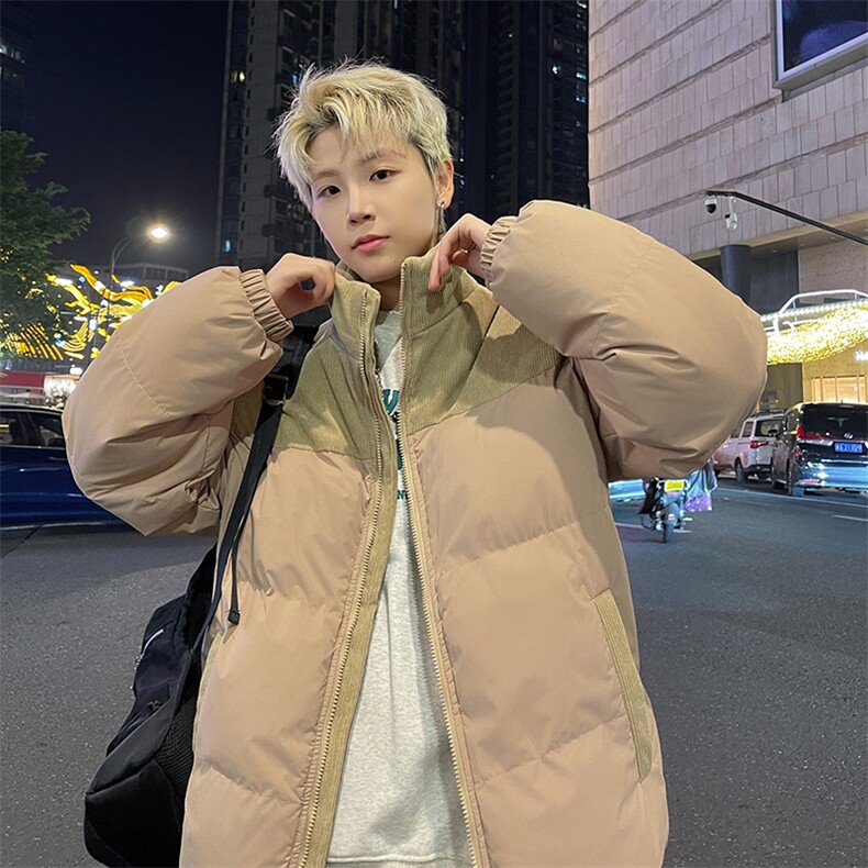 抖音得物宽松情侣立领拼色面包服百搭棉服AB-MY2279-P60,男装棉衣,星座717