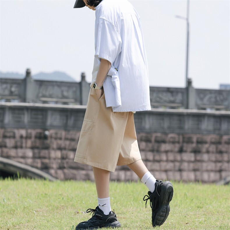 裤子男夏季日系工装直筒短裤宽松五分裤运动休闲裤潮DK01113-P33,男装休闲裤,星座308B-1