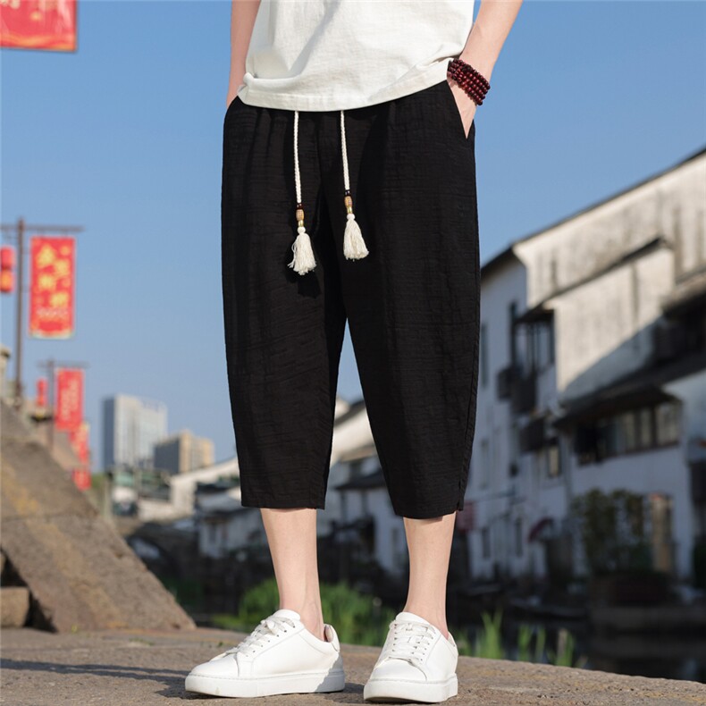 夏季风男装七分库棉麻男士休闲裤中裤古风A266-1-KZ882-P56,男装休闲裤,电商A266-1