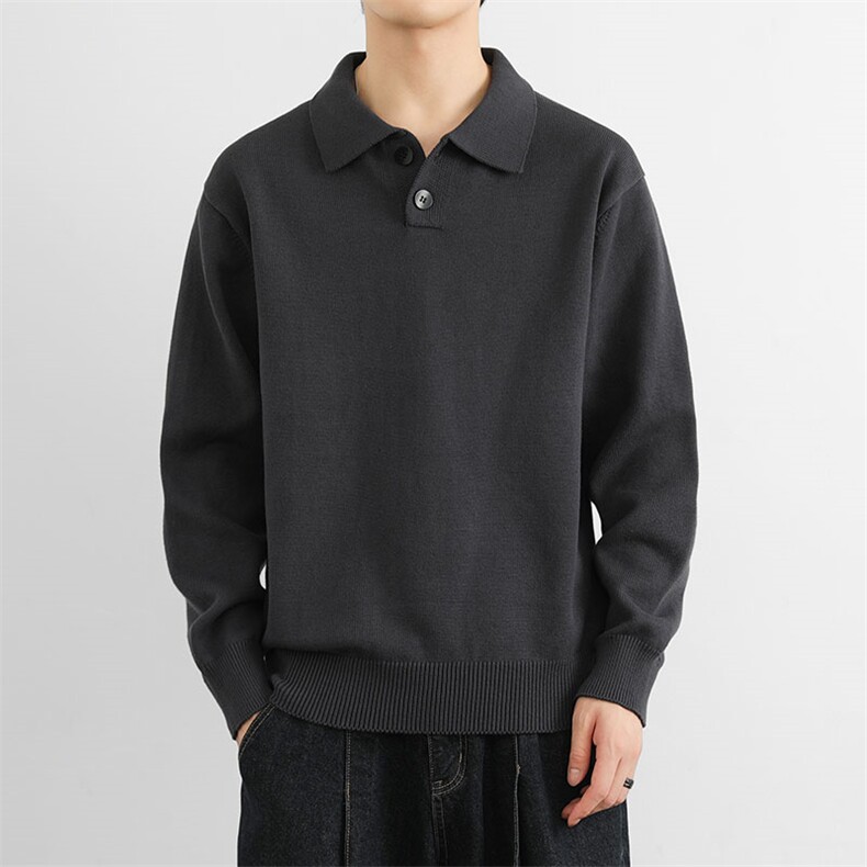 翻领毛衣男士秋冬慵懒潮流纯色打底衫MY9661P70图片