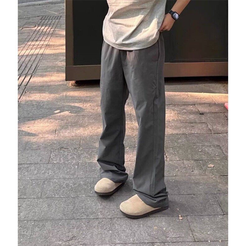 春秋季速干凉感轻薄透气褶皱西裤宽松休闲直筒纯色基础长裤潮,男装休闲裤,星座506A