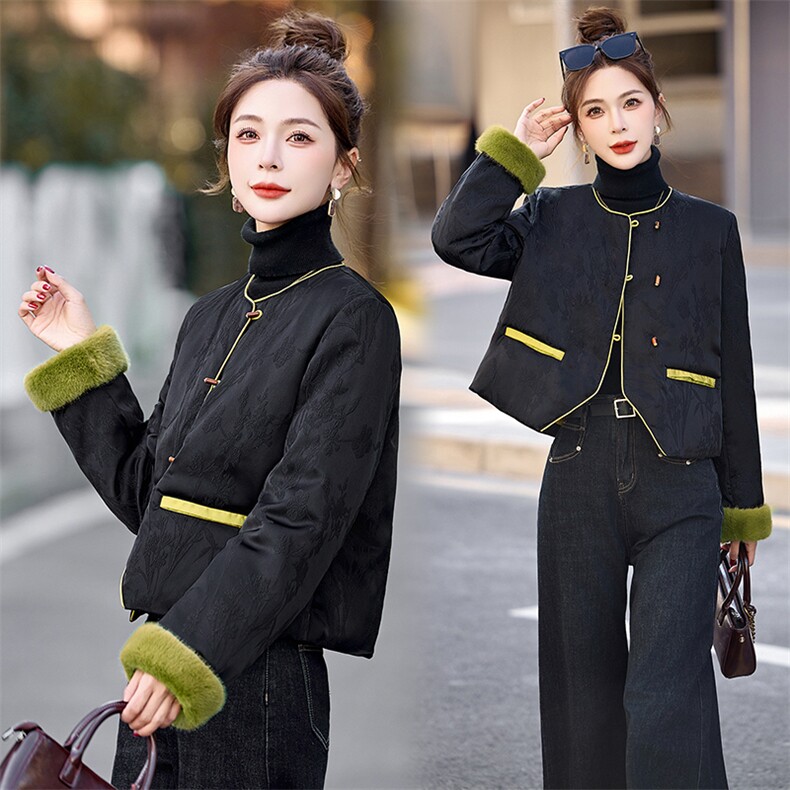 轻薄羽绒服女2024冬季新款小个子新中式国风短款独特漂亮黑色外套,女装羽绒服,半夏