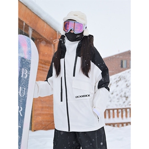 冬季防水防风加棉保暖潮滑雪衣男女连帽抽绳滑雪服外套HF57-P175图片