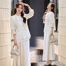 现货春装新款简约时尚休闲重工艺钉珠减龄马甲可组合三件套半裙衫，女装马甲，韩美纤衣