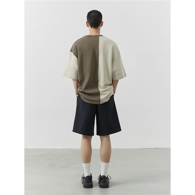 简约新款设计撞色拼接短袖男女夏季针织冰丝T恤上衣服衫潮打底ins,男装针织衫/毛衣,星座506A