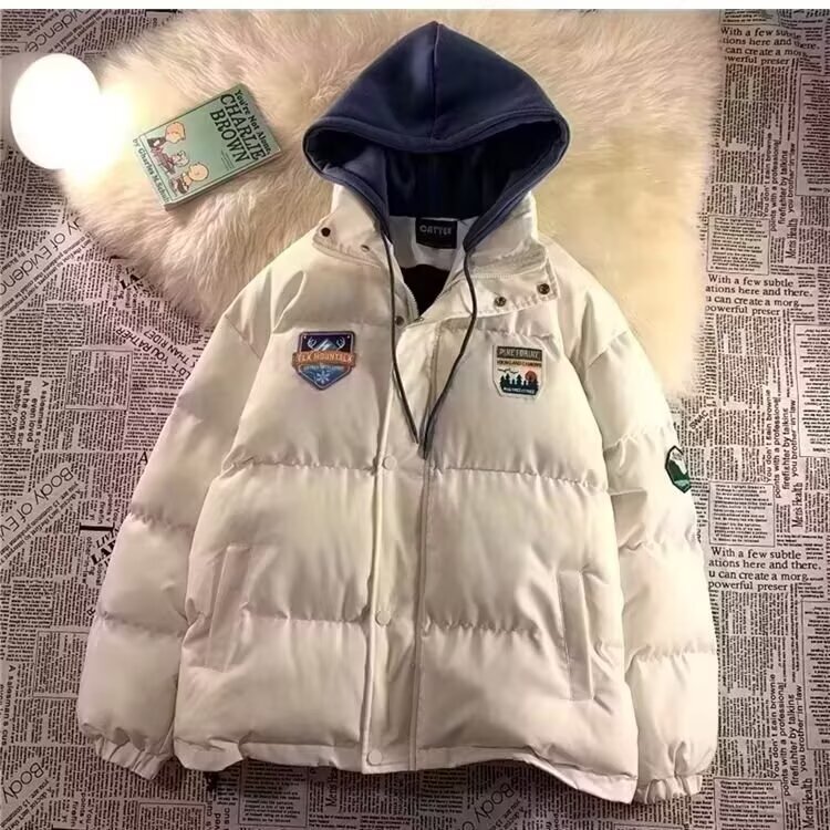 美式男棉服夹克外套情侣款宽松百搭拼接徽章棒球服棉袄TT210P65,男装夹克,星座1013-5