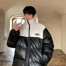 pu皮拼接面包服棉服情侣冬季加厚棉衣加厚外套MY266-P115控158，男装棉衣，电商B370