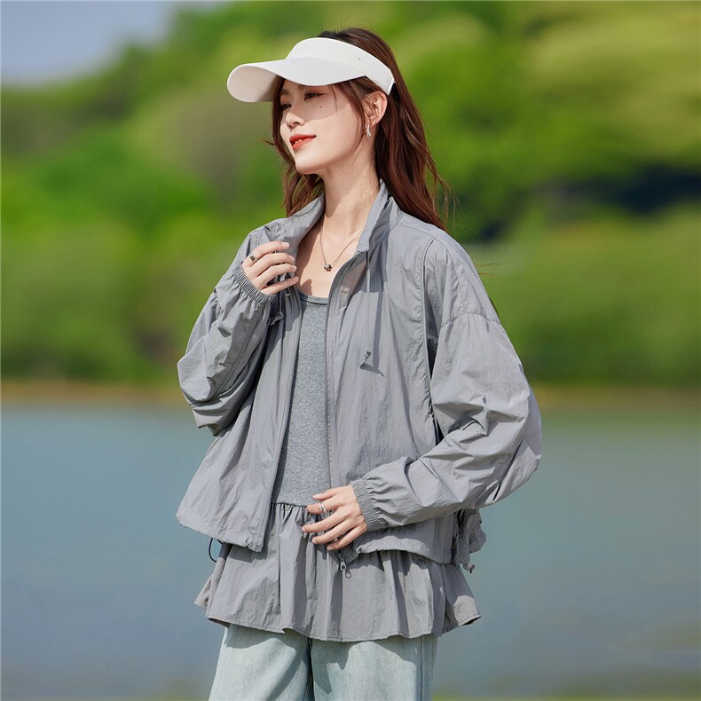 现货2026夏季新款时尚内搭拼接防晒衣两件套旅行户外短外套，女装防晒衣，靓衣阁