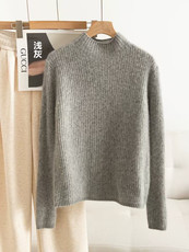 2025年秋季时尚百搭通勤简约休闲抽条半高领，女装羊毛衫，美轩羊绒