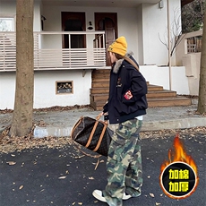 现货高品质美式高街重磅刺绣座山雕大毛毛领棉衣男女加厚棉服外套，男装棉衣，电商A443
