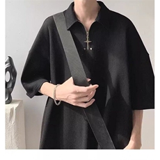 软糯松弛感半拉链短袖t恤男夏季垂感cleanfit潮牌帅气半袖Polo衫，男装T恤，星座506A
