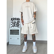 港风麂皮绒大码短裤休闲发泡裤印花五分裤A014-DY2383-P45控58，男装牛仔裤，电商A014