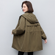 2025年冬季时尚潮流中长款休闲加绒加厚派克服，女装棉衣/棉服，天丽
